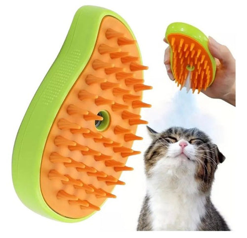 Cepillo vaporizador Peludín con gato disfrutando el vapor