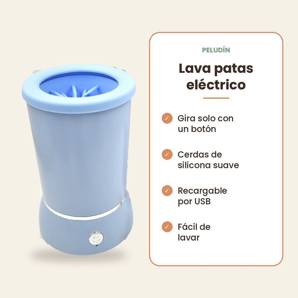 Beneficios del lava patas eléctrico: gira solo, cerdas de silicona, recargable por USB, fácil de lavar